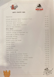 anti pasto menu