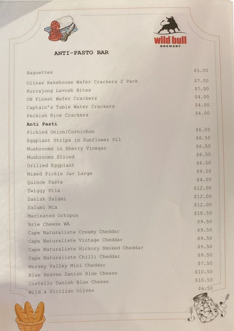 anti pasto menu